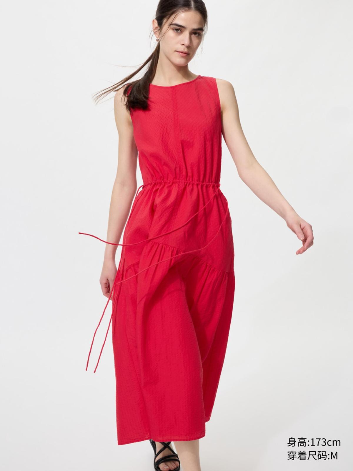 Многоярусное платье из хлопка и льна, без рукавов